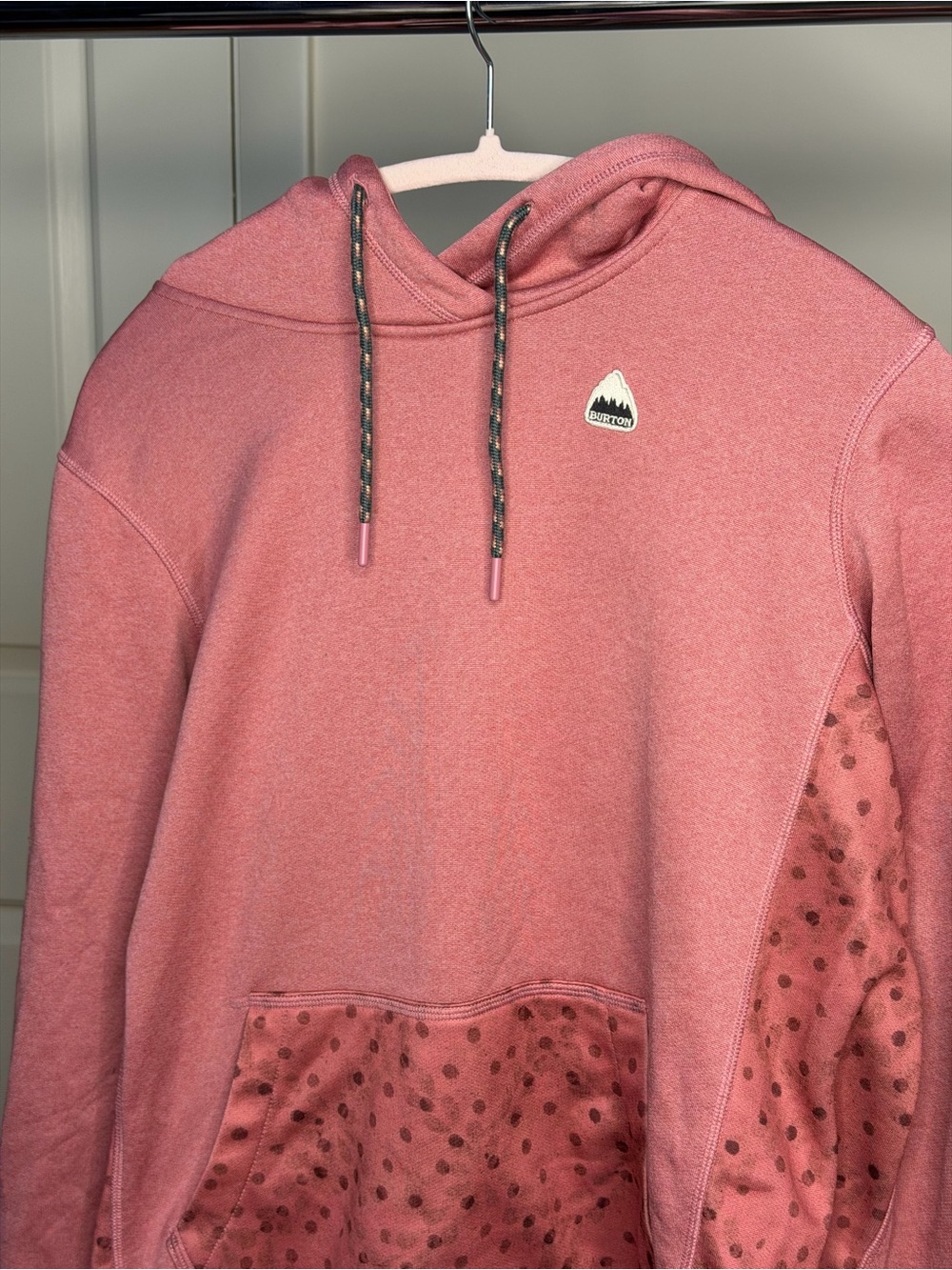 Burton Dusty Rose Pink Hoodie with Polka-Dot Pocket
